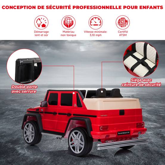 0 - Voiture électrique Mercedes-Maybach G650 pour enfants - ORYXEARTH - Rouge - 12V - 3-5 km/h - Image 6