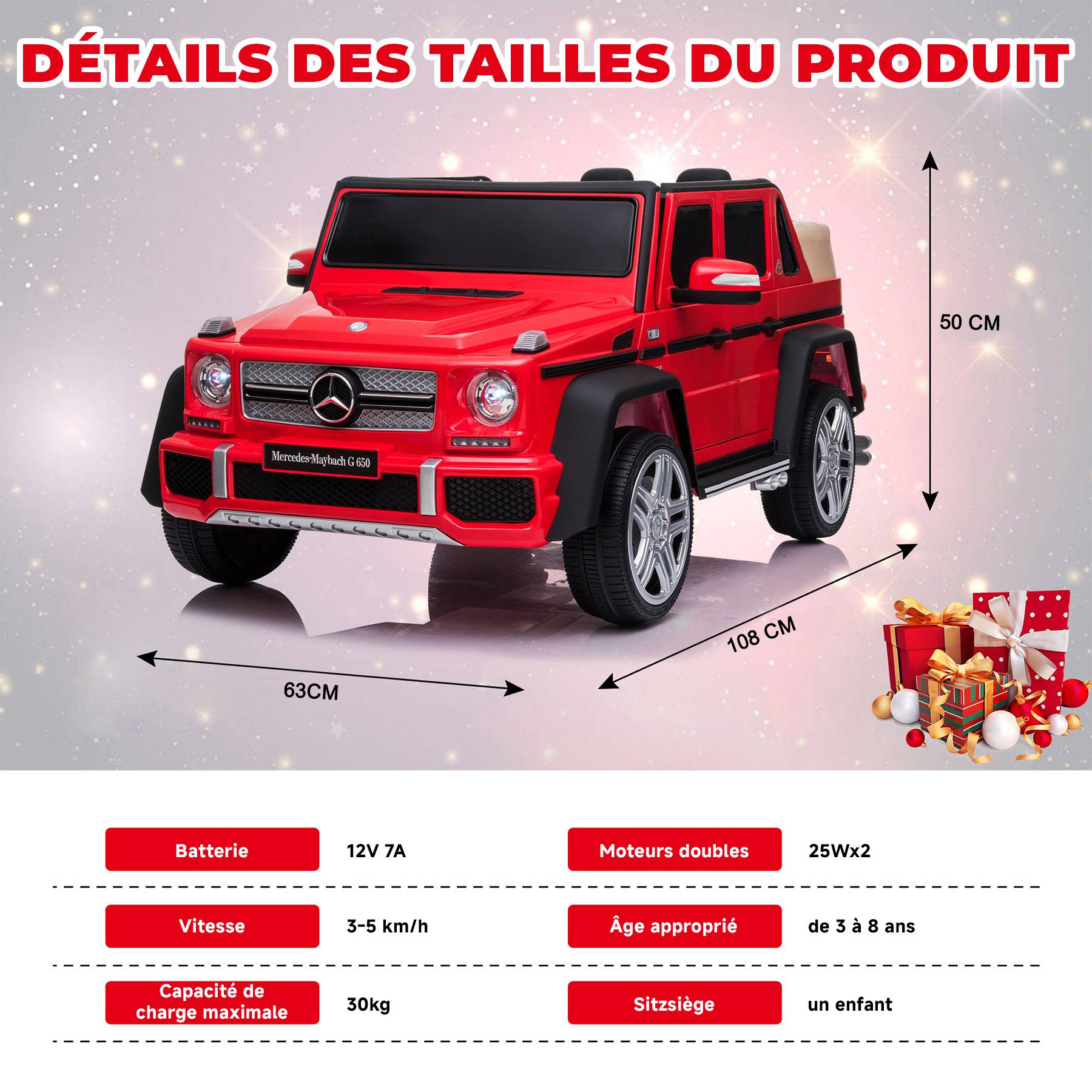0 - Voiture électrique Mercedes-Maybach G650 pour enfants - ORYXEARTH - Rouge - 12V - 3-5 km/h - Image 7