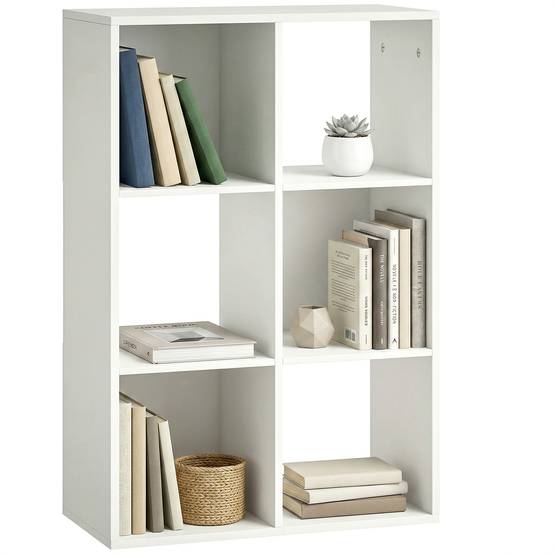 Étagère à livres autoportante 3 niveaux avec dispositif anti-basculement, rangement salon chambre bureau, blanche - Image 1
