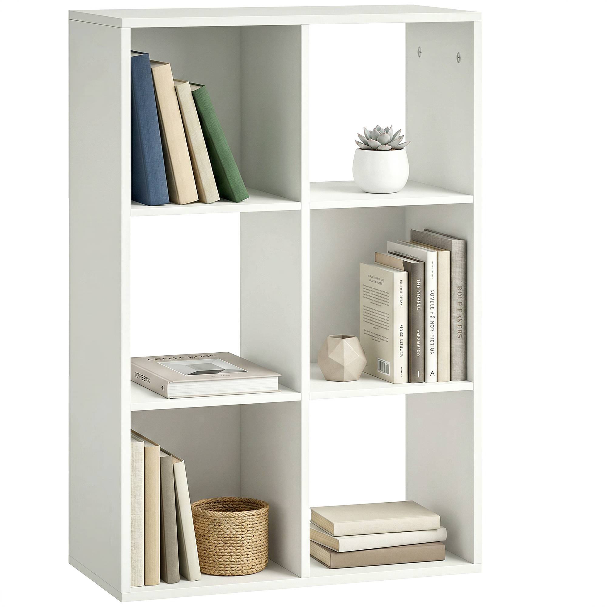 Étagère à livres autoportante 3 niveaux avec dispositif anti-basculement, rangement salon chambre bureau, blanche - Image 1