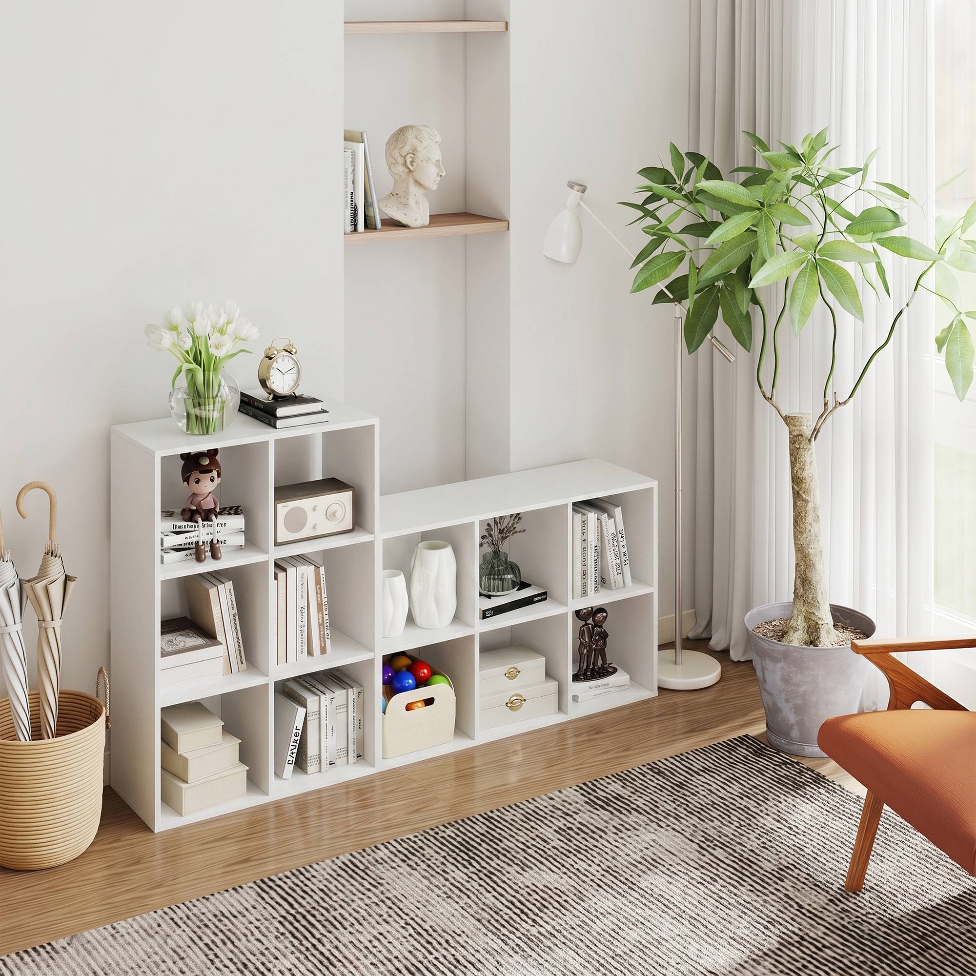 Étagère à livres autoportante 3 niveaux avec dispositif anti-basculement, rangement salon chambre bureau, blanche - Image 9