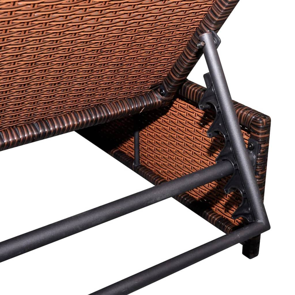 Helloshop26 - Lot de 2 transats chaise longue bain de soleil lit de jardin terrasse meuble d'extérieur avec table résine tressée marron - Image 5