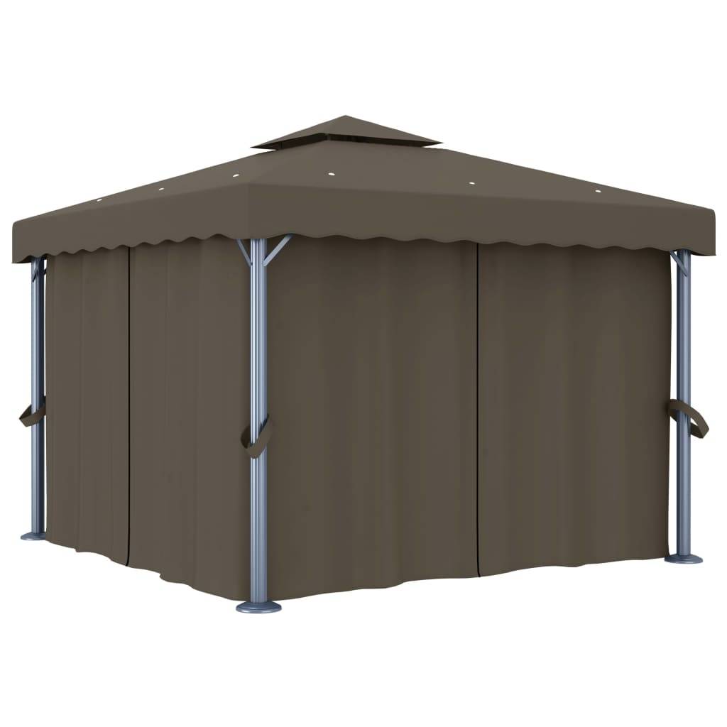 Tonnelle de Réception Aluminium avec Moustiquaires et Lumières LED Solaires Taupe 3x3 m – ComfortXL Outdoor Living - Image 3