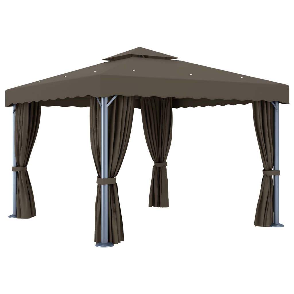 Tonnelle de Réception Aluminium avec Moustiquaires et Lumières LED Solaires Taupe 3x3 m – ComfortXL Outdoor Living - Image 5