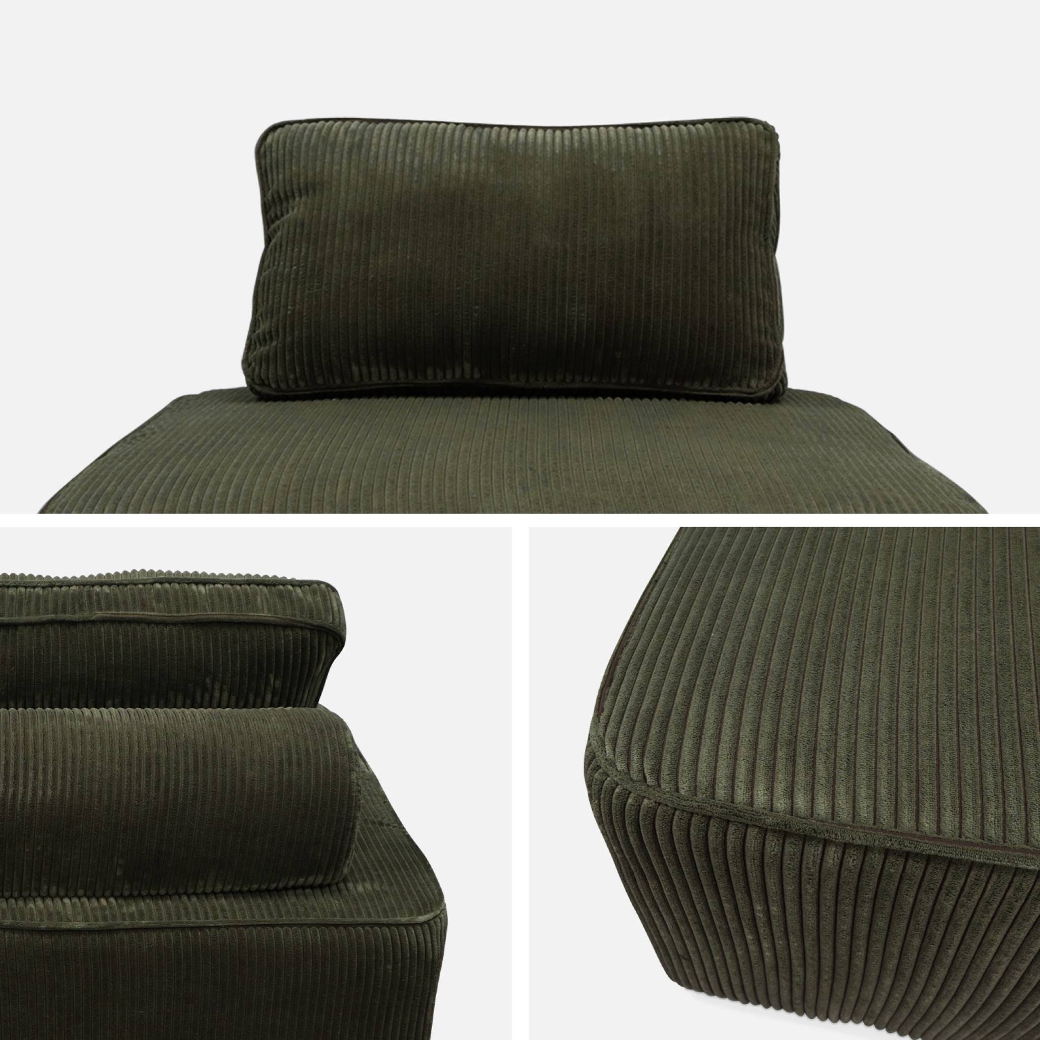 sweeek - Chauffeuse pour canapé modulable velours côtelé vert foncé avec un coussin | sweeek - Image 6
