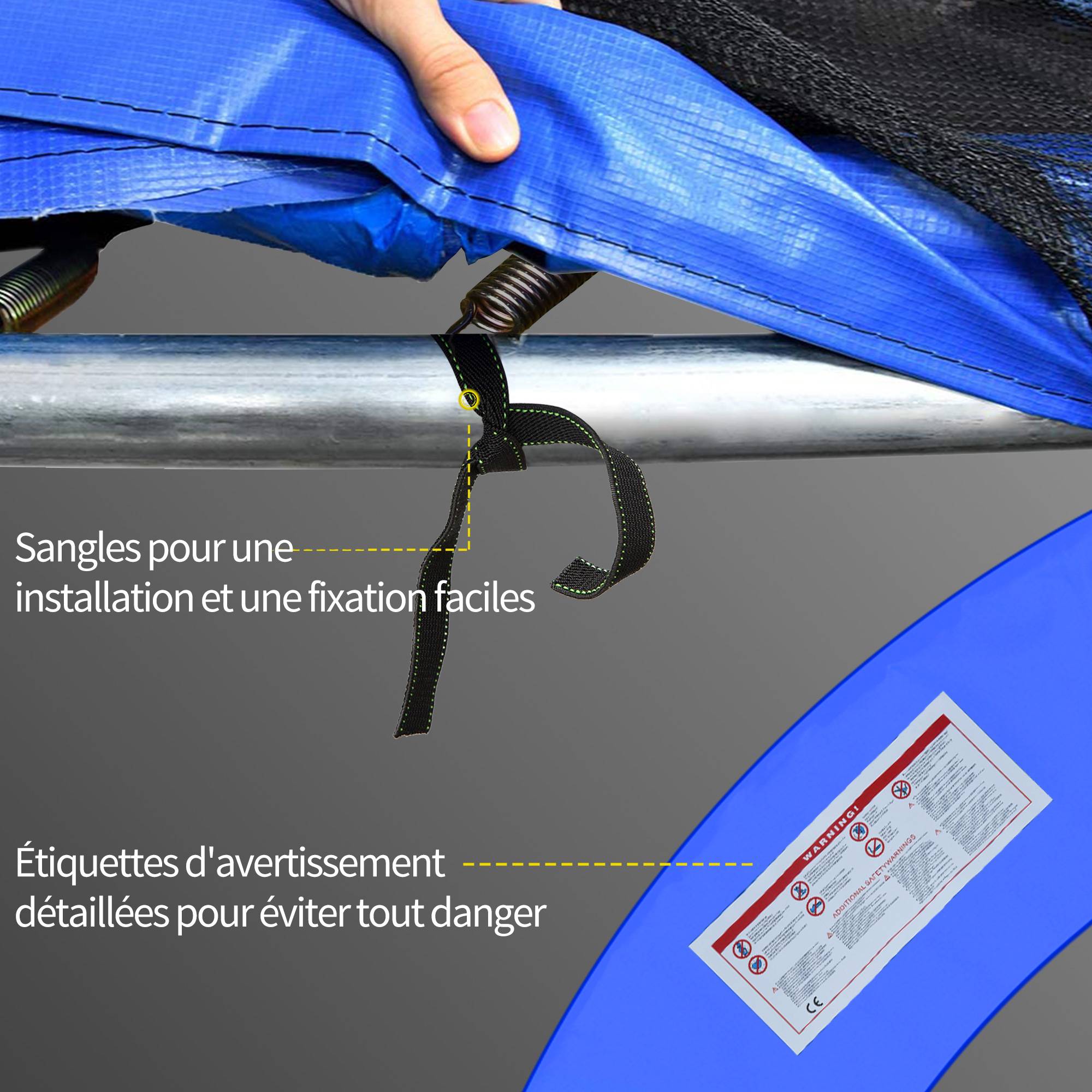 Homcom - Couvre-ressort trampoline Ø 244 cm PVC PE haute densité rembourrage 15 mm multicolore - HOMCOM - Image 6