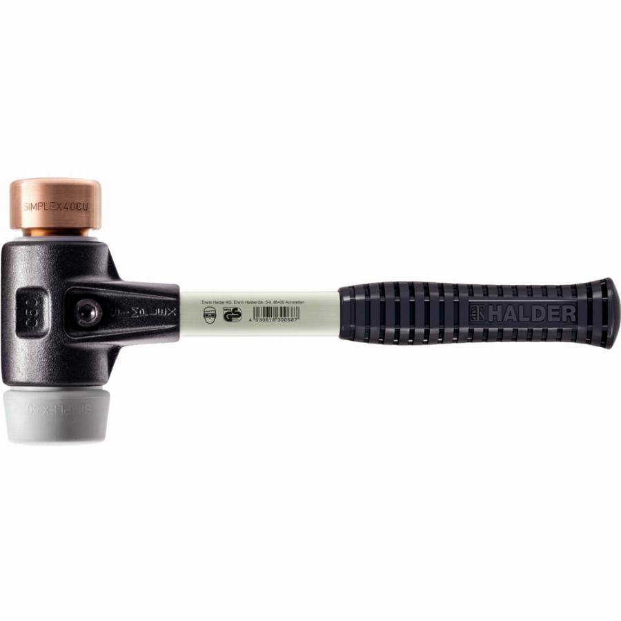 Maillet HALDER SIMPLEX TPE-mid / cuivre avec boîtier en fonte malléable renforcée et manche en fibre de verre - D=40 mm - 3734.040