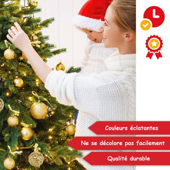 Boules de Noël Dorées Décorations de sapin Coffret de 128 pièces inclus ètoile de sapin-5 cartes - Image 4