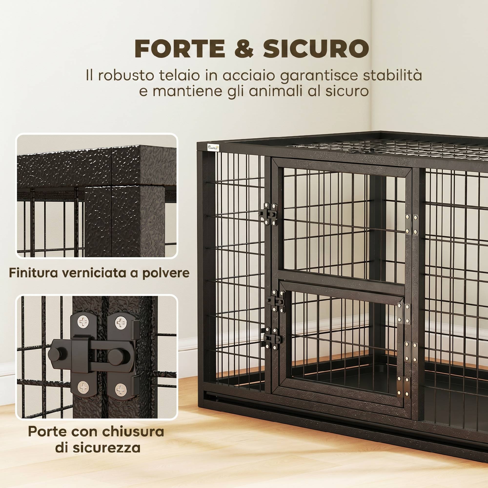 Cage robuste pour chien, 94x60x64 cm, avec plateau amovible. - Image 6