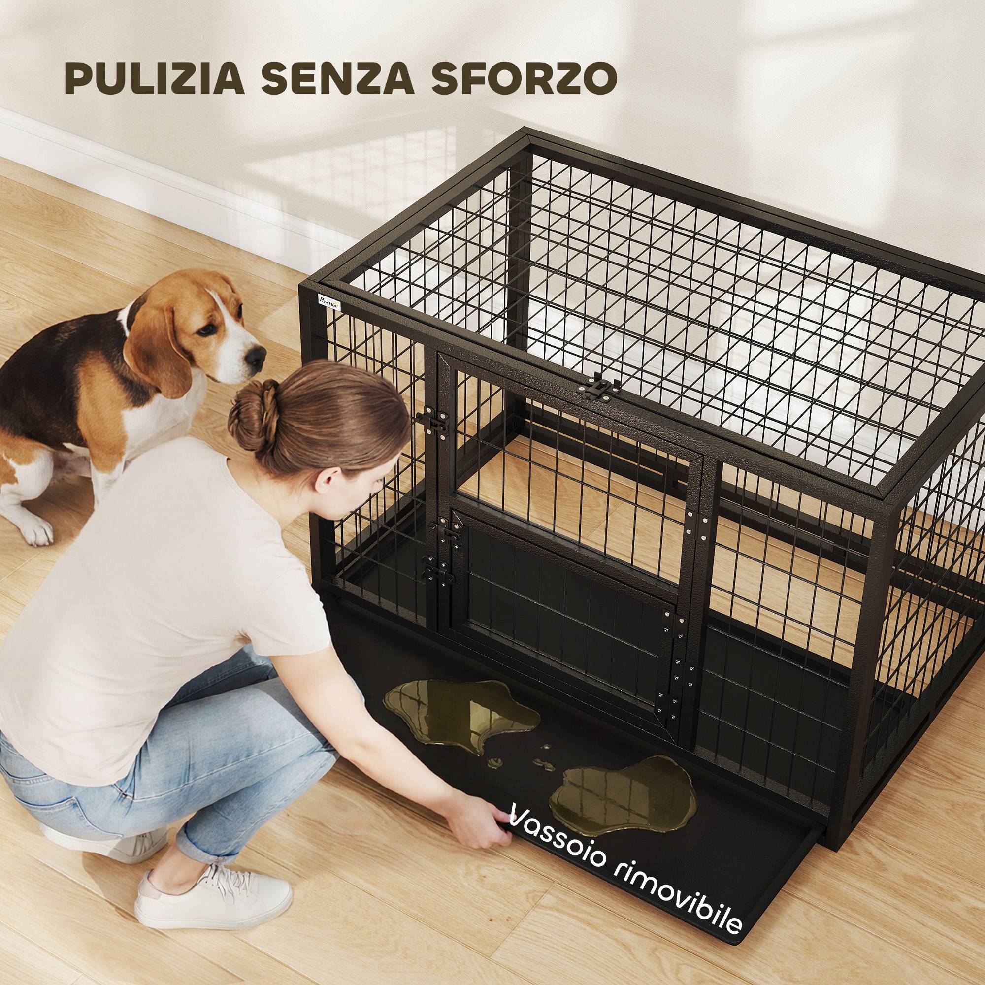 Cage robuste pour chien, 94x60x64 cm, avec plateau amovible. - Image 9