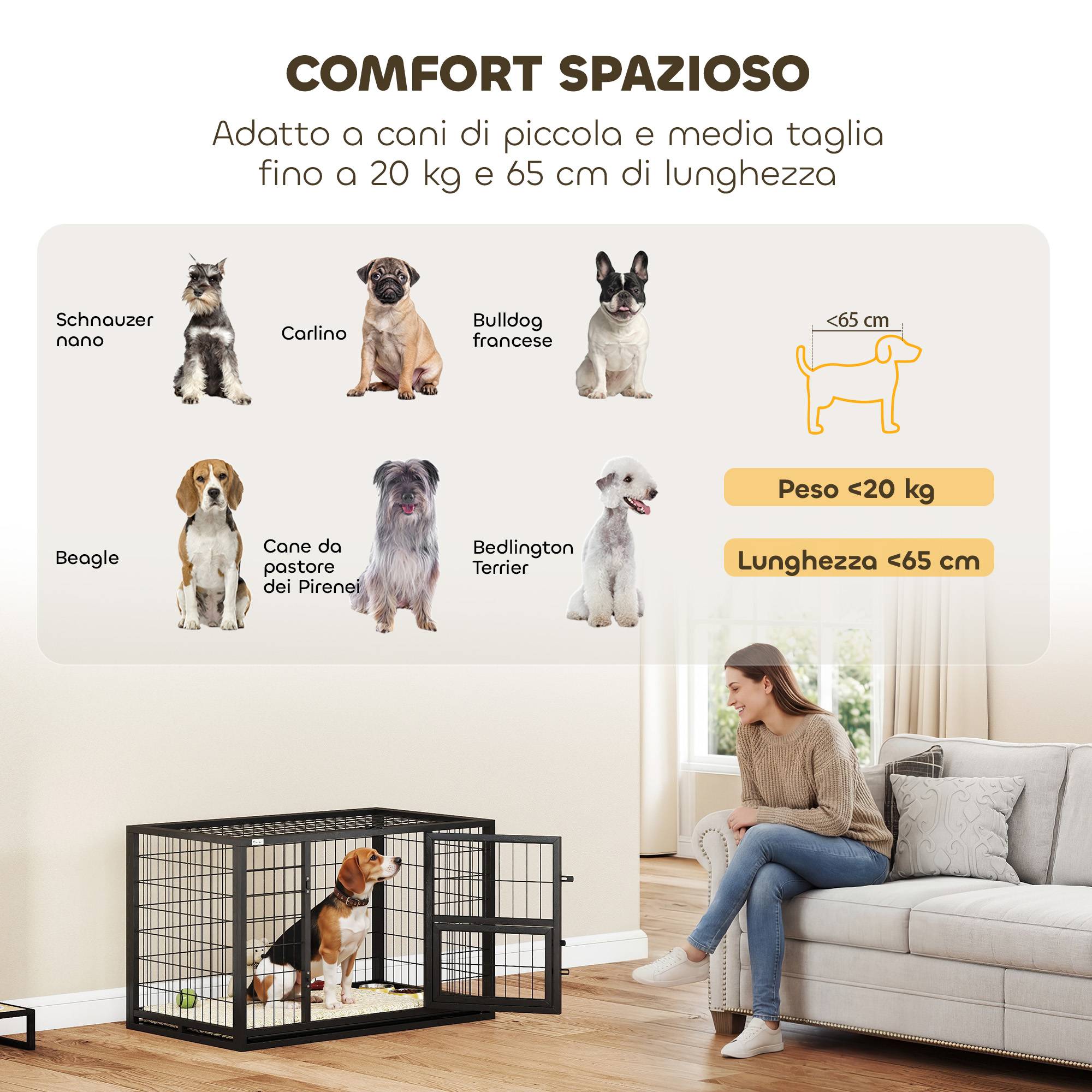 Cage robuste pour chien, 94x60x64 cm, avec plateau amovible. - Image 10