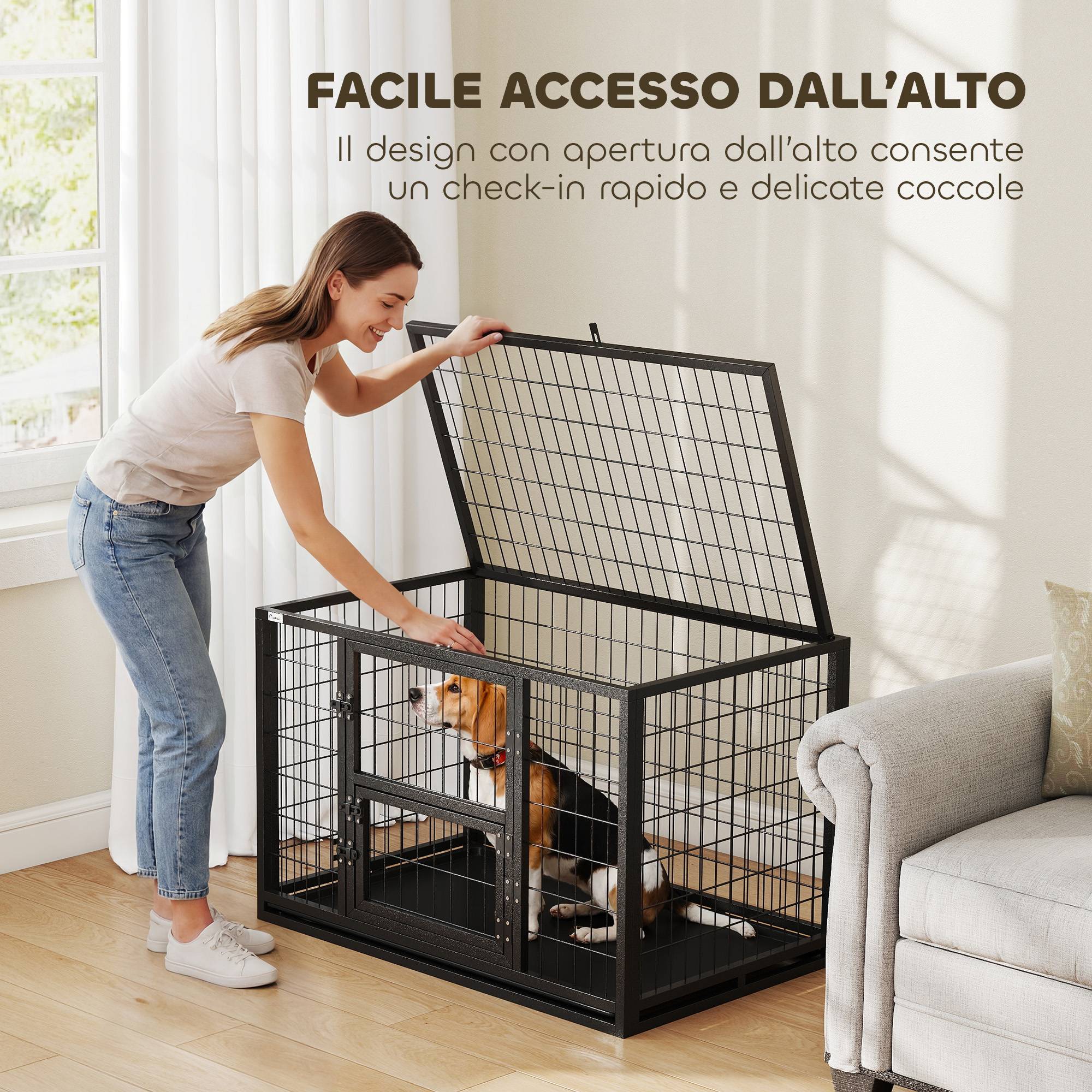 Cage robuste pour chien, 94x60x64 cm, avec plateau amovible. - Image 8