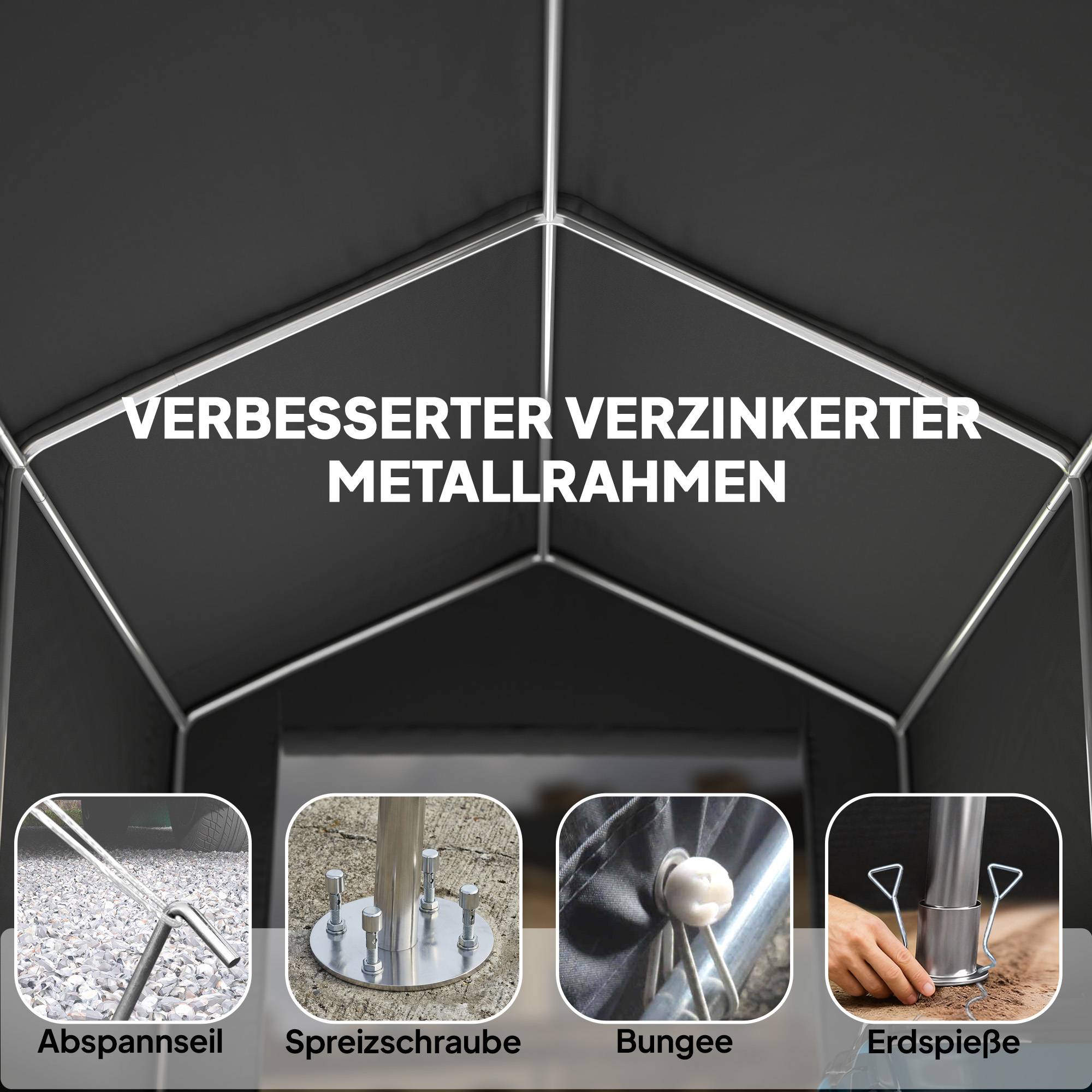 ComfortXL - Tente garage polyester 190 x 230 cm gris foncé pour vélos et outils protection UV - ComfortXL Outdoor Living - Image 6