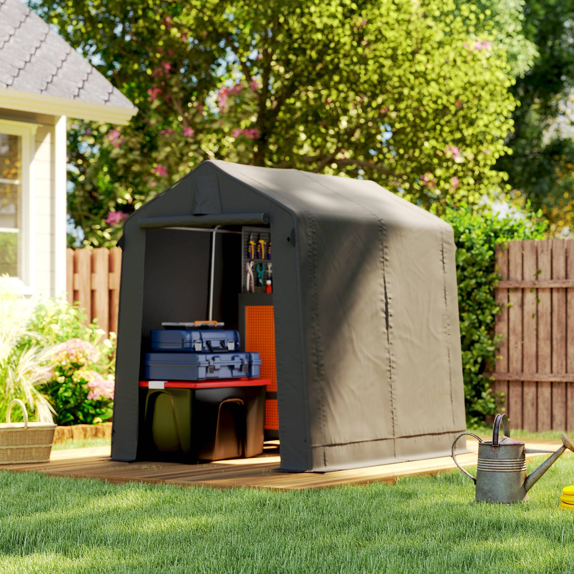 ComfortXL - Tente garage polyester 190 x 230 cm gris foncé pour vélos et outils protection UV - ComfortXL Outdoor Living - Image 3