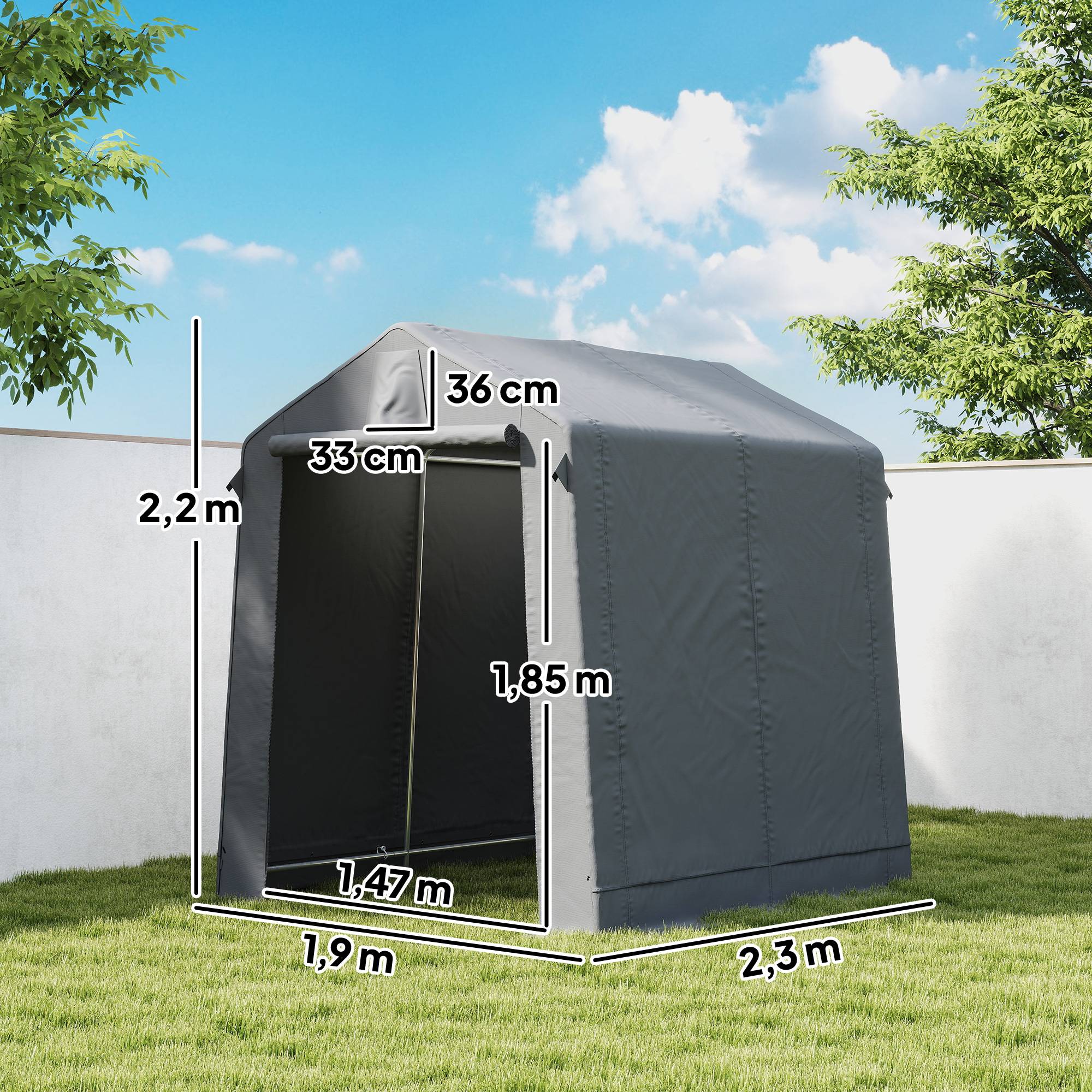 ComfortXL - Tente garage polyester 190 x 230 cm gris foncé pour vélos et outils protection UV - ComfortXL Outdoor Living - Image 5