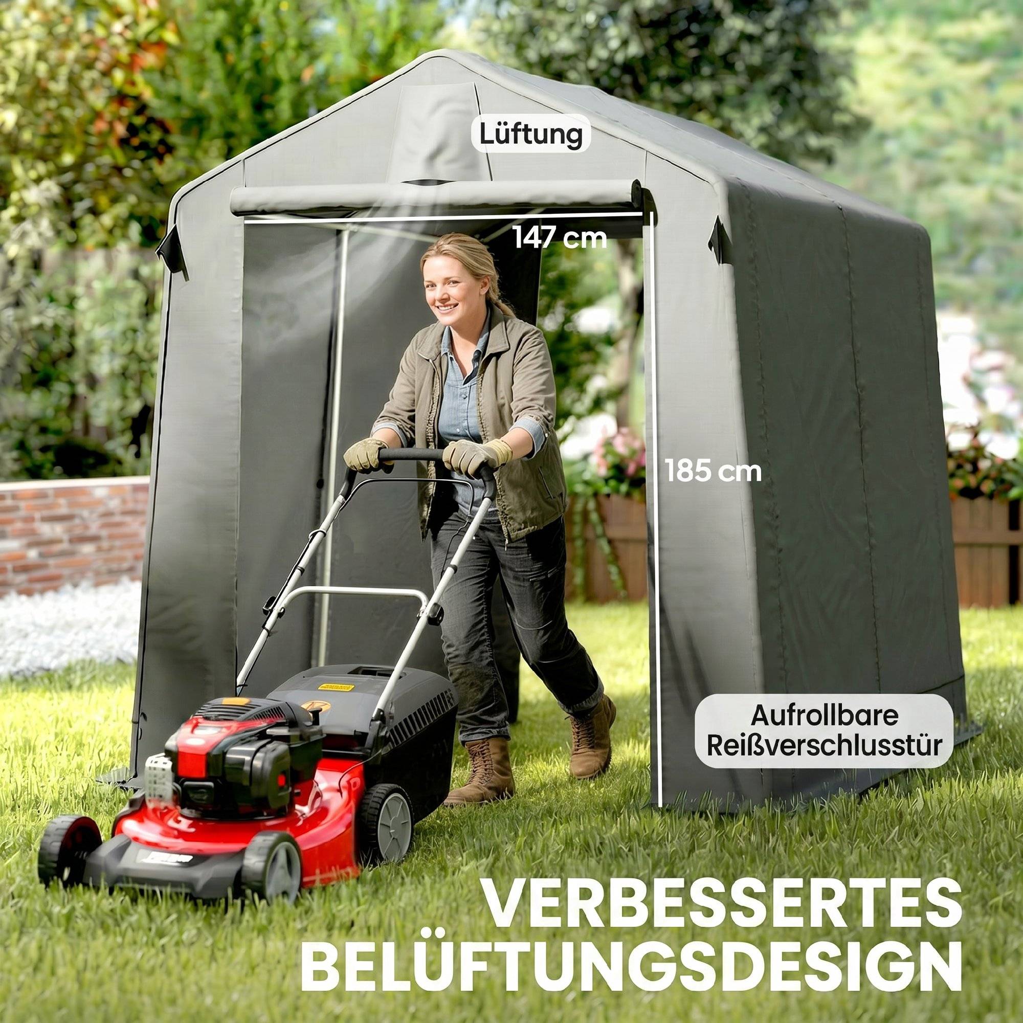 ComfortXL - Tente garage polyester 190 x 230 cm gris foncé pour vélos et outils protection UV - ComfortXL Outdoor Living - Image 8