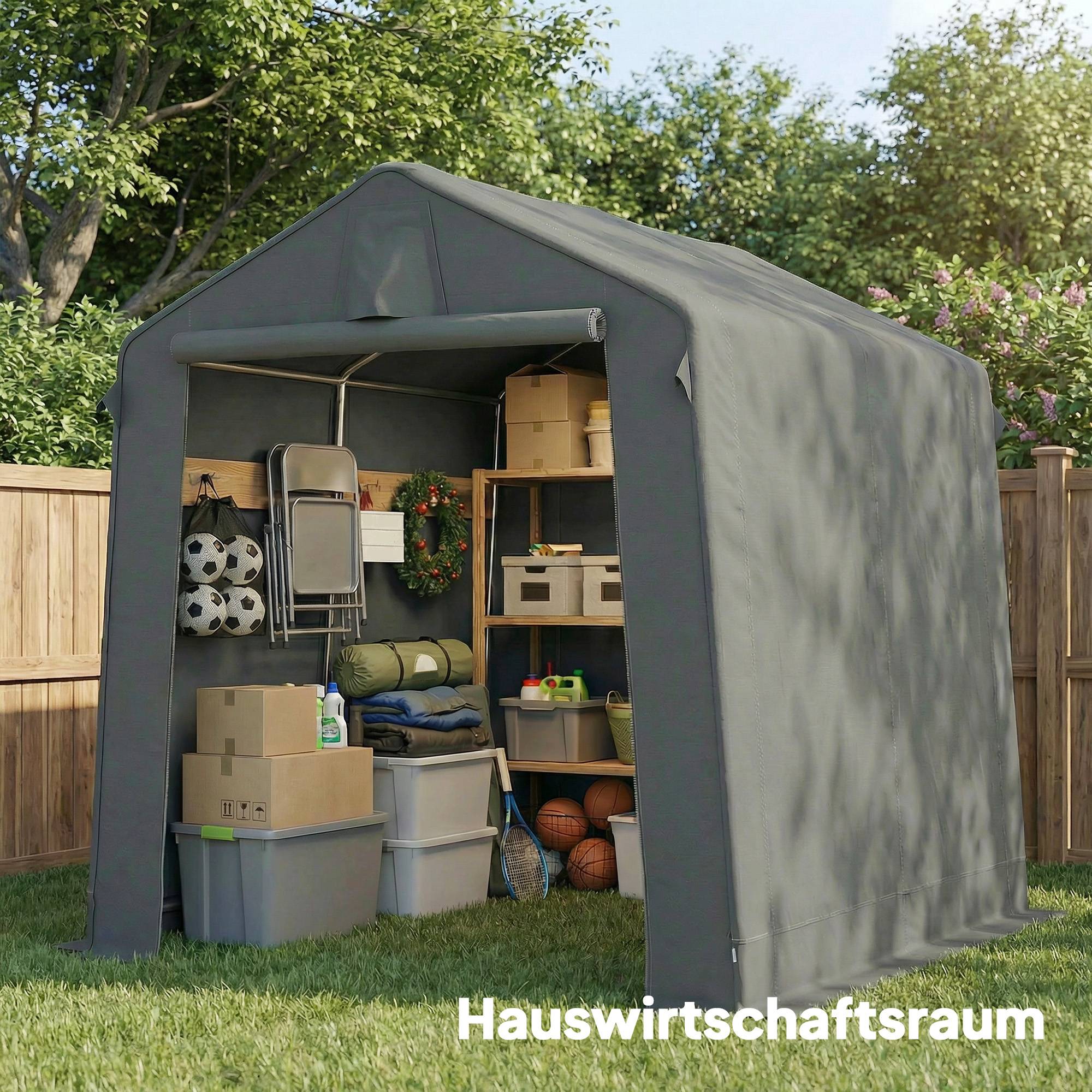 ComfortXL - Tente garage polyester 190 x 230 cm gris foncé pour vélos et outils protection UV - ComfortXL Outdoor Living - Image 10