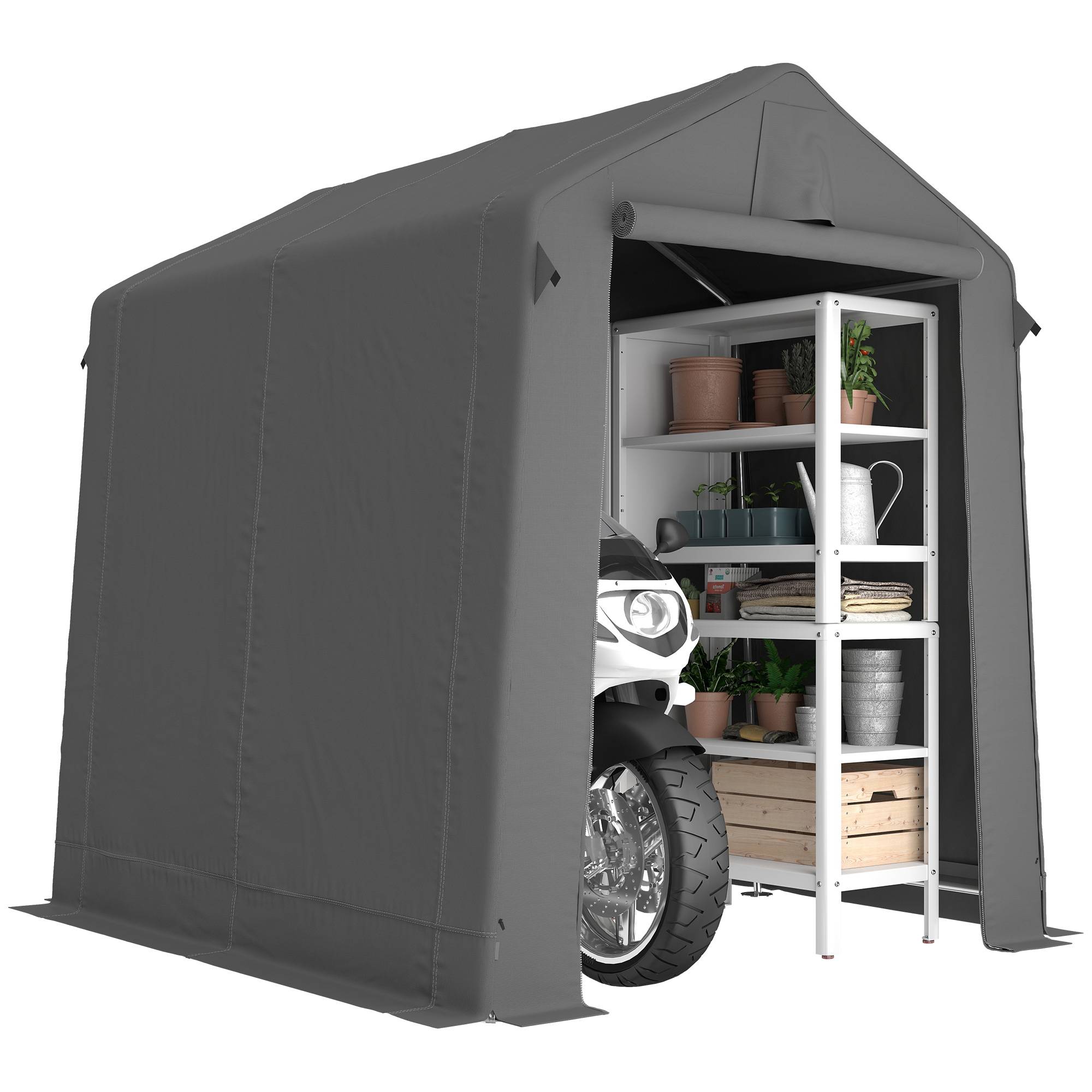 ComfortXL - Tente garage polyester 190 x 230 cm gris foncé pour vélos et outils protection UV - ComfortXL Outdoor Living - Image 1