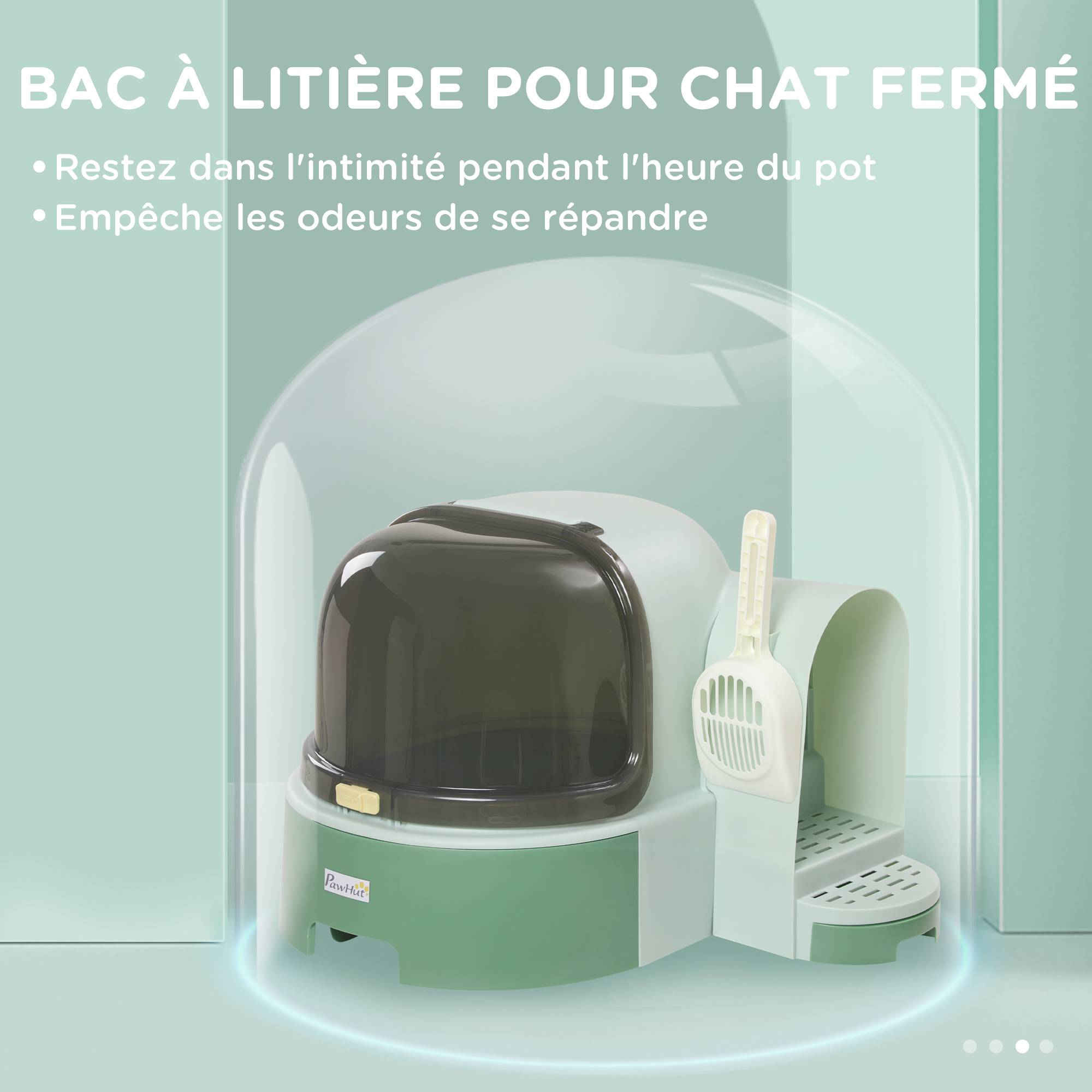 Maison de toilette, bac à litière fermé pour chat Compartiment Inférieur Amovible pour un Nettoyage Facile Pelle inclus - Image 8