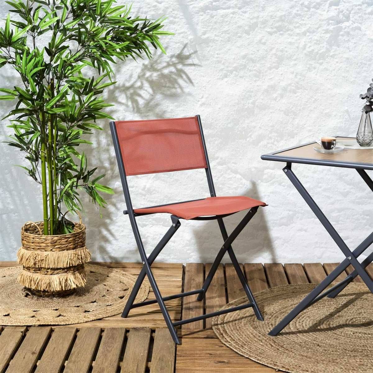 Lot de 4 Chaises de Jardin Pliantes terracotta - SANAE - Image 8