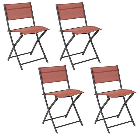 Lot de 4 Chaises de Jardin Pliantes terracotta - SANAE - Image 1