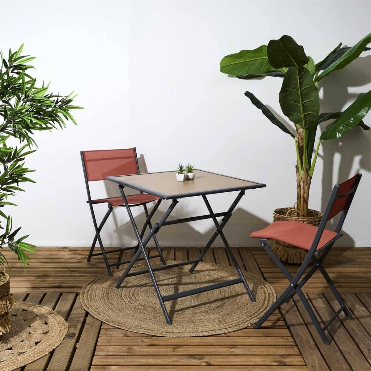 Lot de 4 Chaises de Jardin Pliantes terracotta - SANAE - Image 2