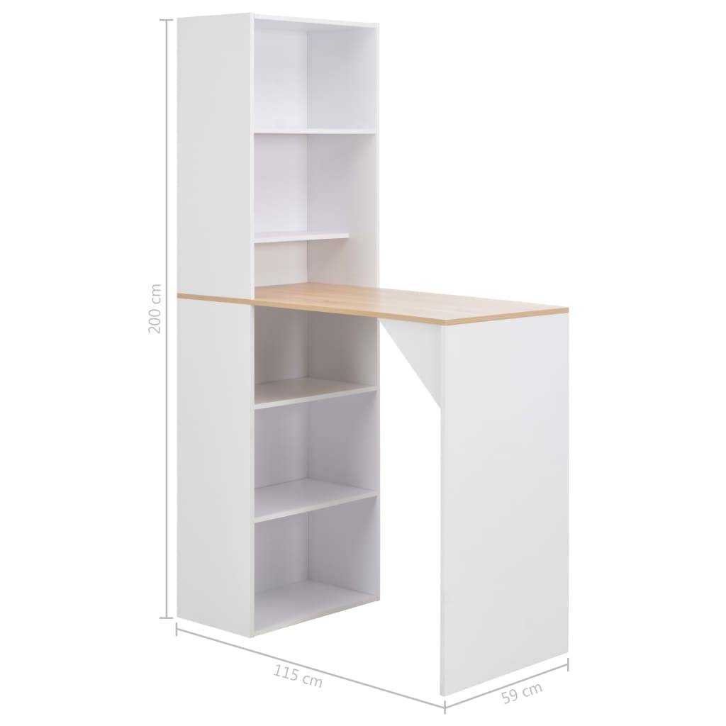 Helloshop26 - Table haute mange debout bar bistrot avec armoire blanc 200 cm - Image 6