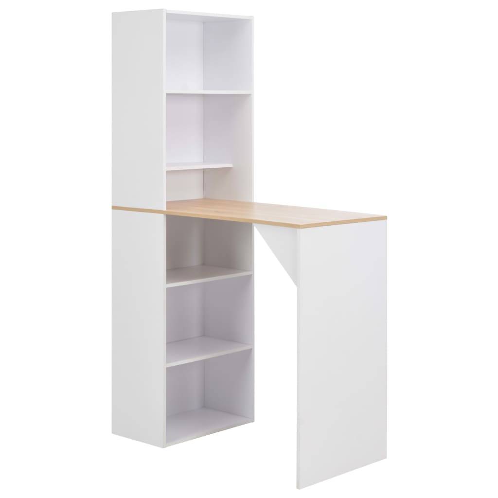 Helloshop26 - Table haute mange debout bar bistrot avec armoire blanc 200 cm - Image 1