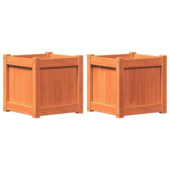 Jardinières 2 pcs bois de pin massif cire marron 40 x 40 x 40 cm - PANGIVO - Image 2