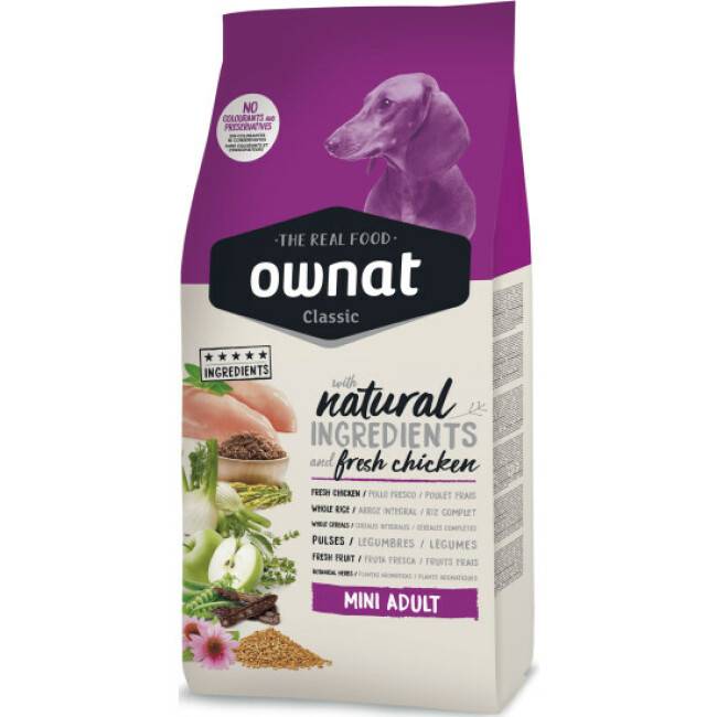 Croquettes Ownat Classic Mini Adult pour petit chien - 4 kg