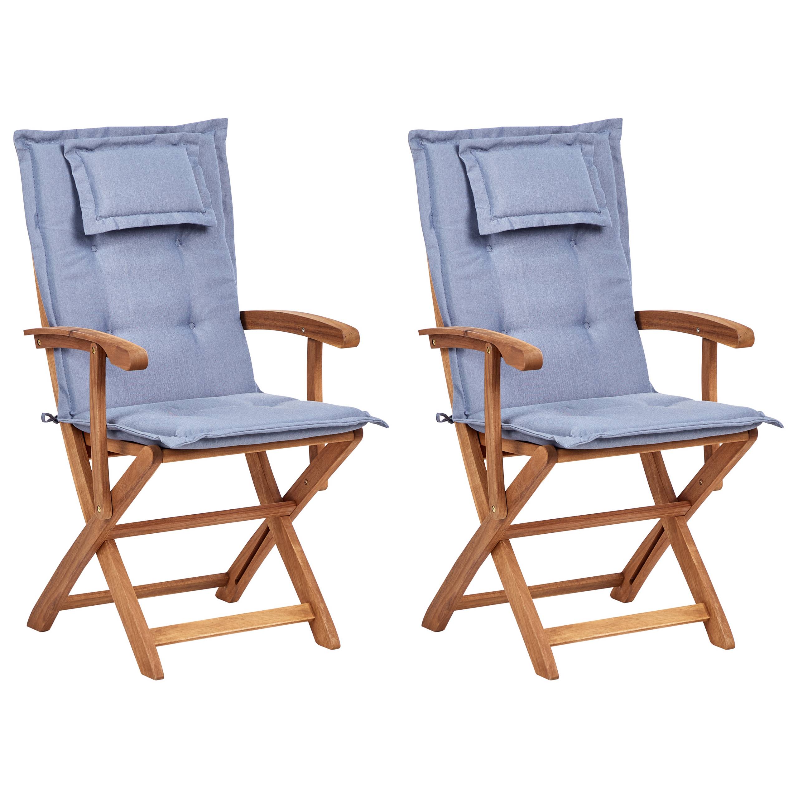 Beliani - Chaise de jardin Acacia Bleu MAUI II - 46x48x92- Beliani - Image 1