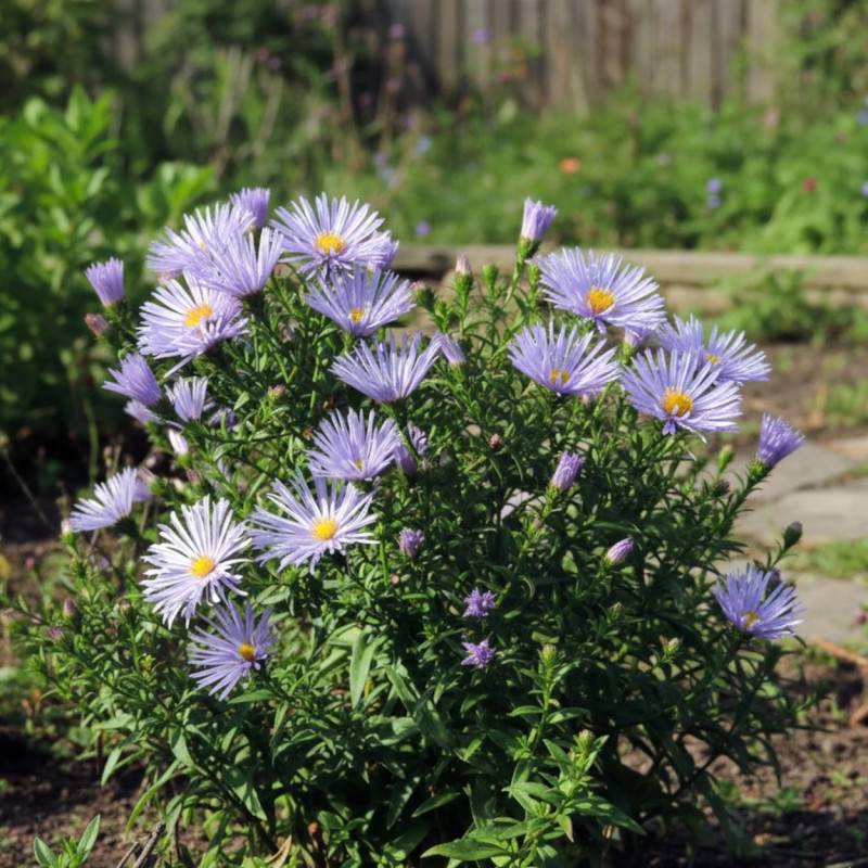 Aster grand d'automne Blue Radiance, Aster Novi-belgii à fleurs Bleue/ - feuillage Caduc - Godet - 5/20 cm - Image 1