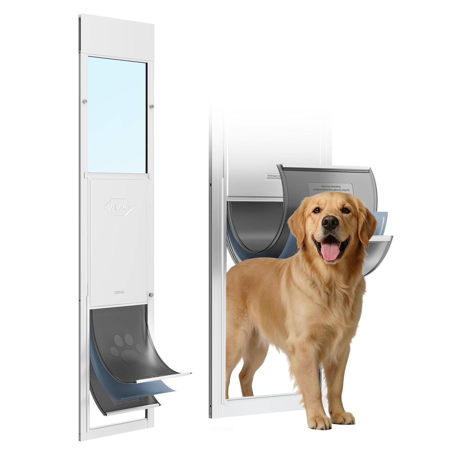 VEVOR Chatière pour Porte en Verre Coulissante pour Chiens Taille XL Rabat Isolé - Image 1