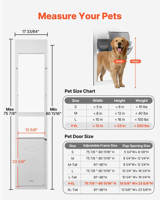 VEVOR Chatière pour Porte en Verre Coulissante pour Chiens Taille XL Rabat Isolé - Image 2
