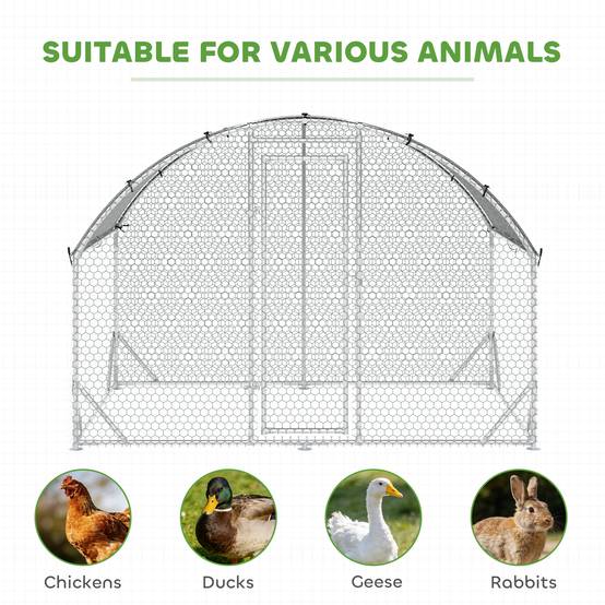 Enclos pour petits animaux, parcours extérieur pour poules, lapins, canards, construction robuste, acier et tissu Oxford - Image 10