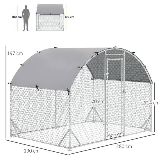 Enclos pour petits animaux, parcours extérieur pour poules, lapins, canards, construction robuste, acier et tissu Oxford - Image 5