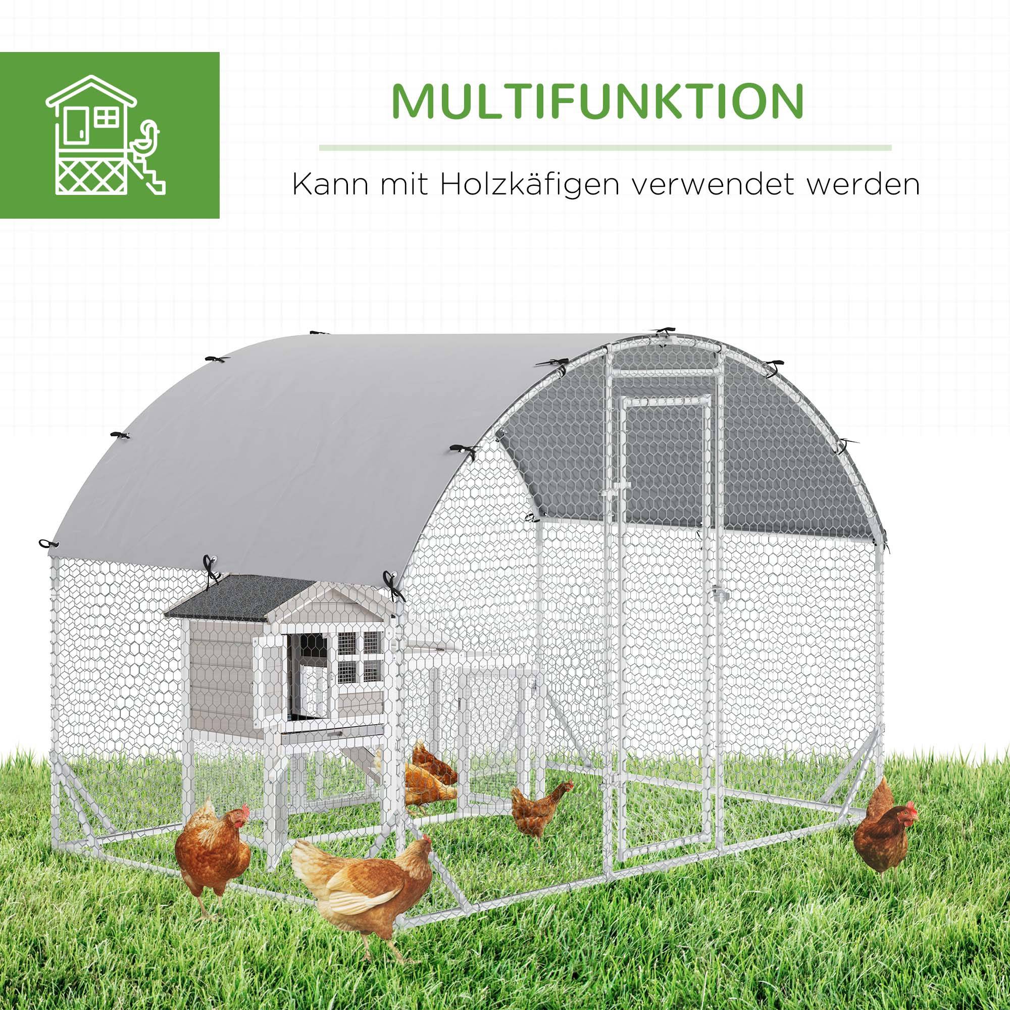 Enclos pour petits animaux, parcours extérieur pour poules, lapins, canards, construction robuste, acier et tissu Oxford - Image 7