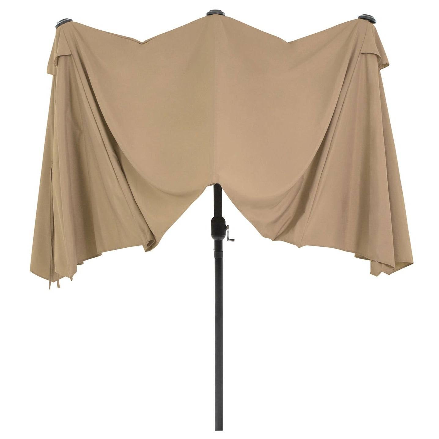 Helloshop26 - Parasol double 460 x 270 cm ombrelle extra large pour terrasse protection UPF 50+ avec manivelle pour jardin extérieur piscine plage sans socle taupe - Image 4