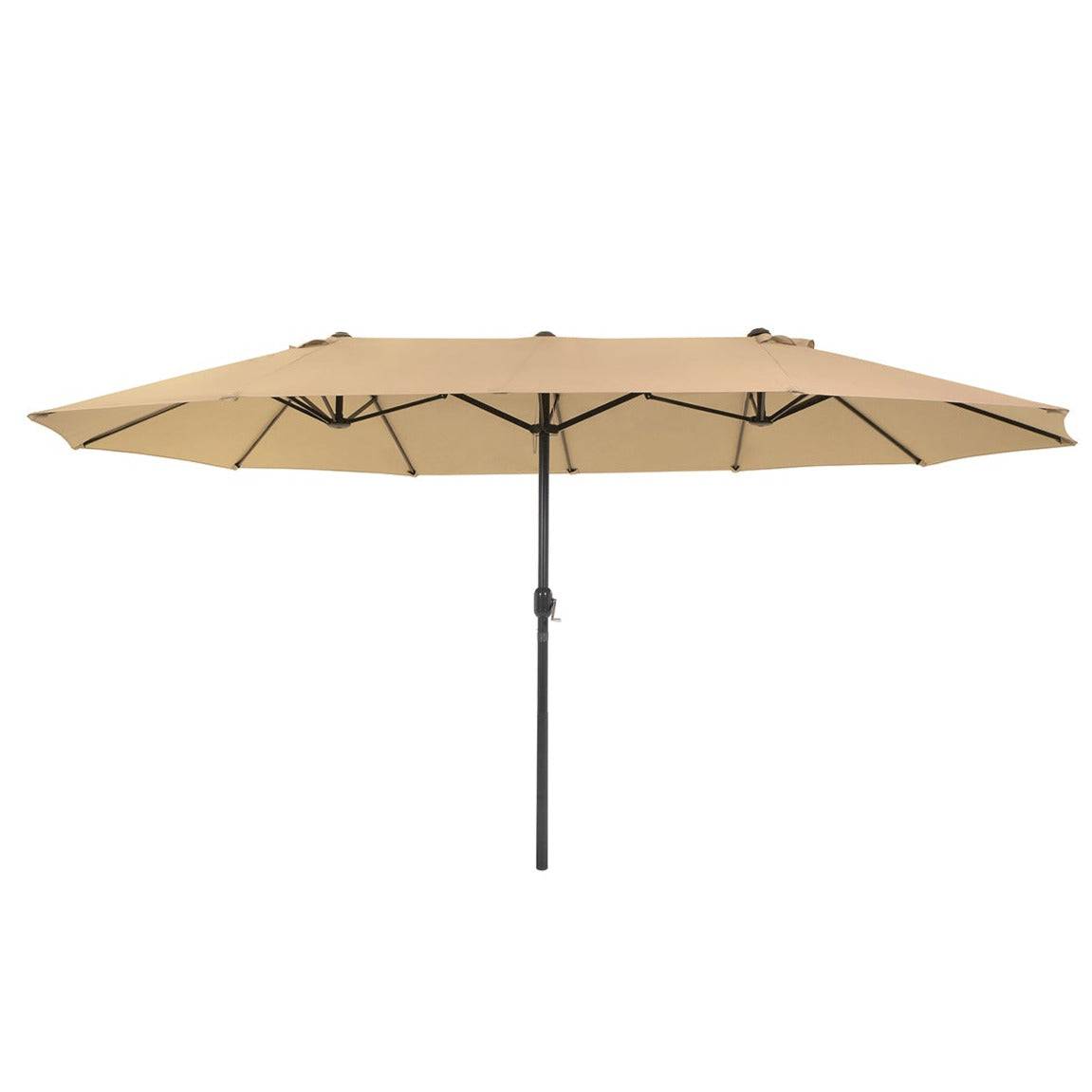 Helloshop26 - Parasol double 460 x 270 cm ombrelle extra large pour terrasse protection UPF 50+ avec manivelle pour jardin extérieur piscine plage sans socle taupe - Image 2