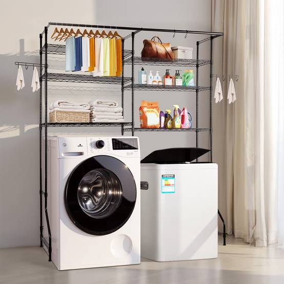 VEVOR Étagère rangement lave-linge/sèche-linge 6 niveaux, étendoir, 2 rangées. - Image 8