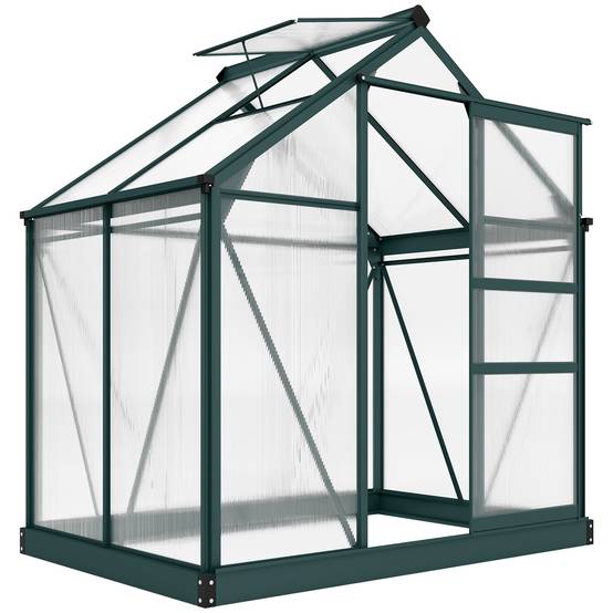 Serre de jardin rigide panneaux polycarbonate structure aluminium pour plantes croissance 190x132cm vert - Image 1