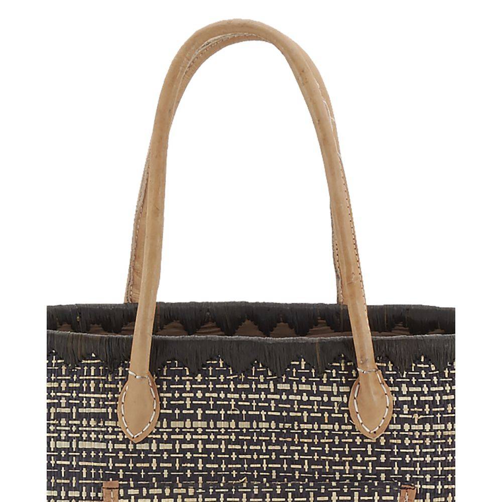 Aubry Gaspard - Sac en jonc teinté et anses en cuir Petit modèle - Image 3
