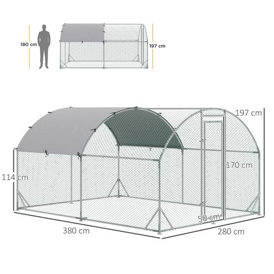 Enclos pour petits animaux, parcours extérieur pour poules, lapins, canards, construction robuste, acier et tissu Oxford - Image 5