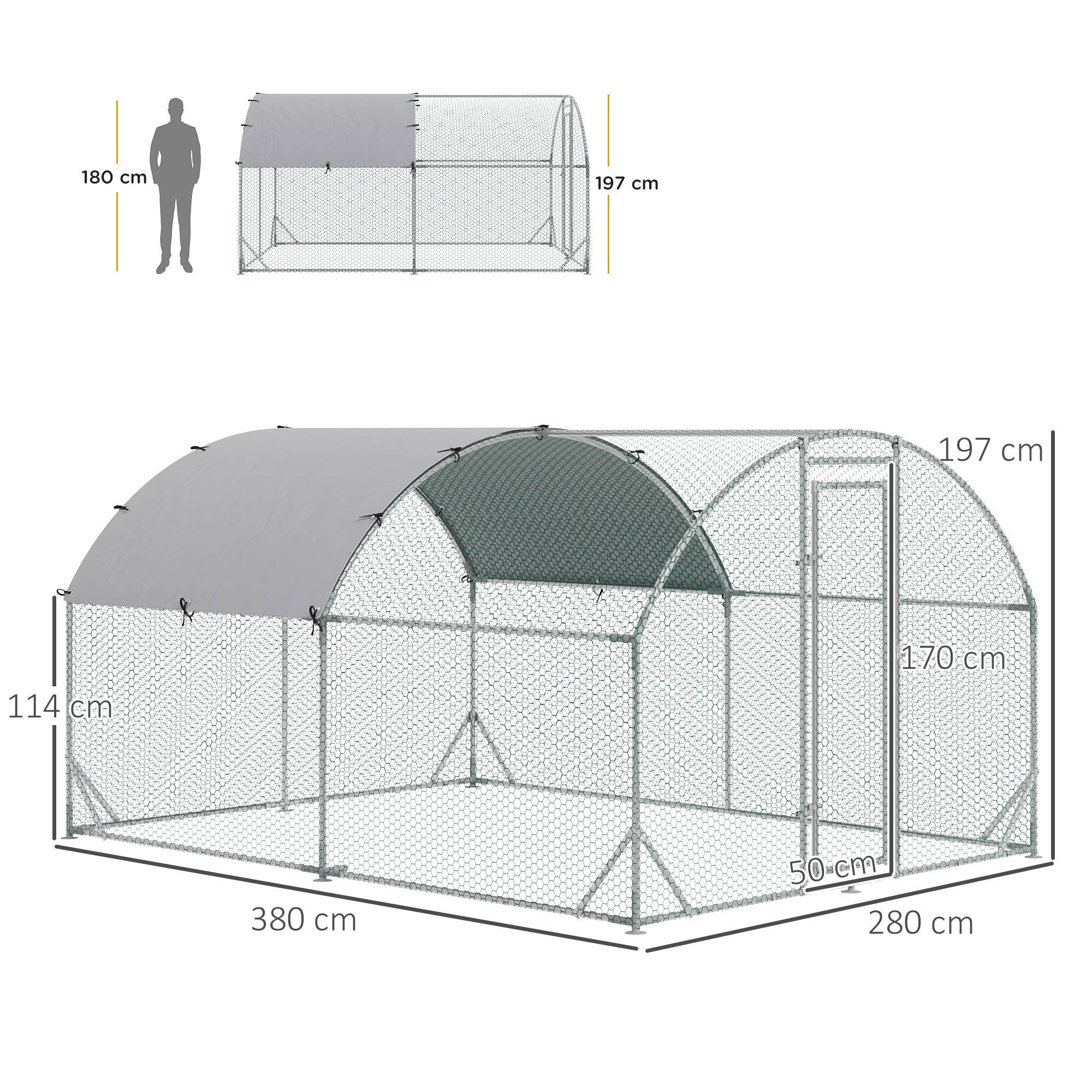Enclos pour petits animaux, parcours extérieur pour poules, lapins, canards, construction robuste, acier et tissu Oxford - Image 5