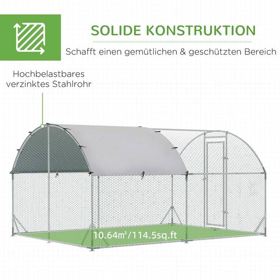 Enclos pour petits animaux, parcours extérieur pour poules, lapins, canards, construction robuste, acier et tissu Oxford - Image 8