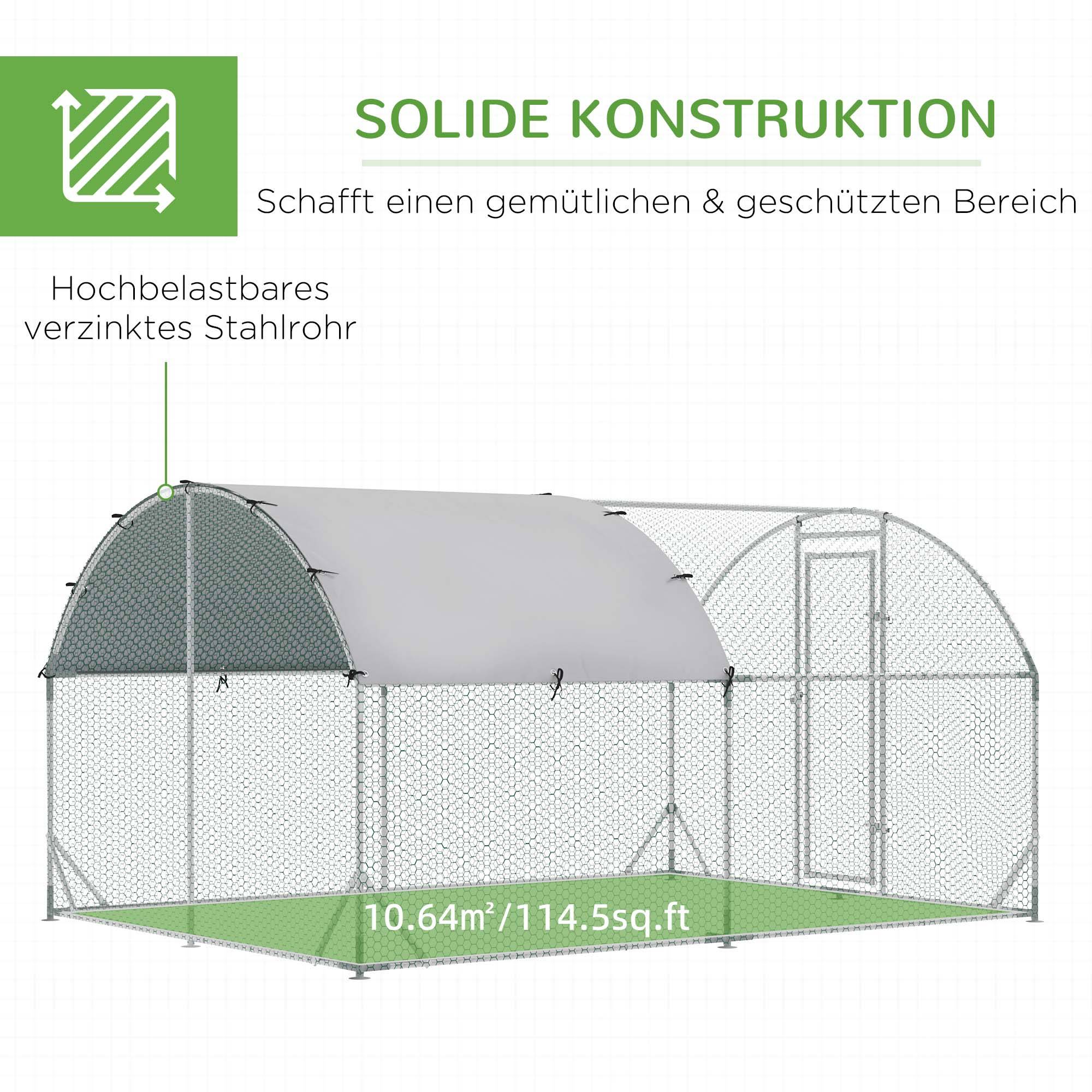 Enclos pour petits animaux, parcours extérieur pour poules, lapins, canards, construction robuste, acier et tissu Oxford - Image 8