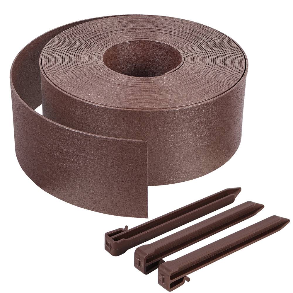 Vounot - Bordure de jardin haute flexible en PE 20m avec 12 piquets marron - hauteur 13cm - epaisseur 3mm - Image 1
