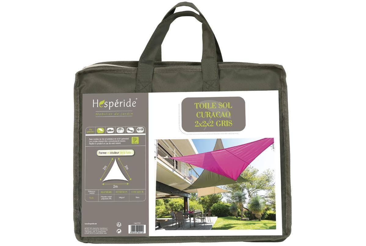 Hesperide - Voile d'ombrage triangulaire "Curacao" ardoise 2x2x2m en polyester Hespéride - Image 5