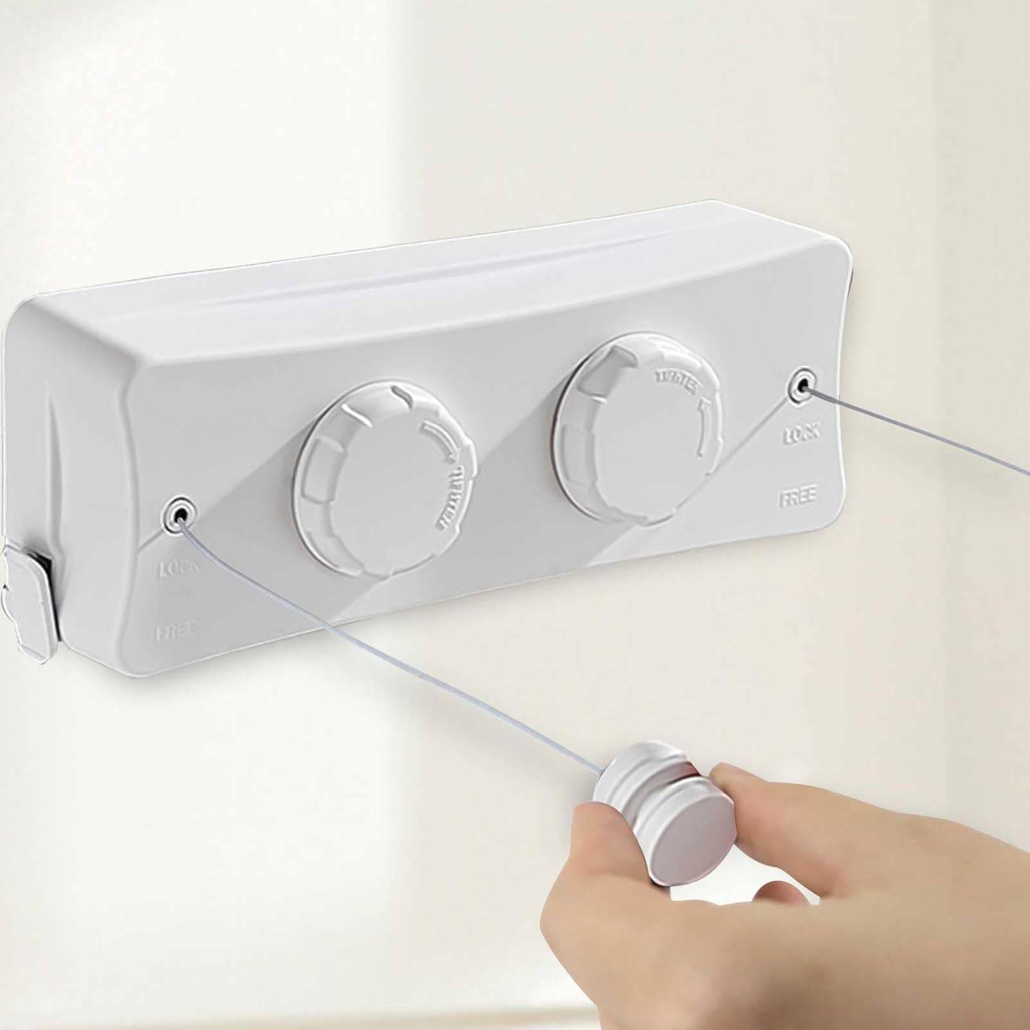 Étendoir à linge rétractable en acier inoxydable, adapté à la chambre, au balcon, au jardin, 5,1 mètres, blanc, double ligne-Lytech - Image 5