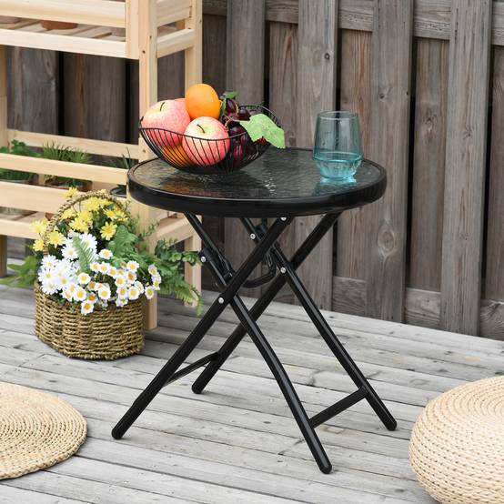 TeoKJ Petites tables d'appoint pliantes d'extérieur, anti-rouille, petite table de nuit ronde en métal avec découpes de fleurs pour porche, cour, balcon, terrasse, pelouse, noir TeoKJ Petites tables d'appoint pliantes d'extérieur, anti-rouille, petite table de nuit ronde en métal avec découpes de fleurs pour porche, cour, balcon, terrasse, pelouse, noir